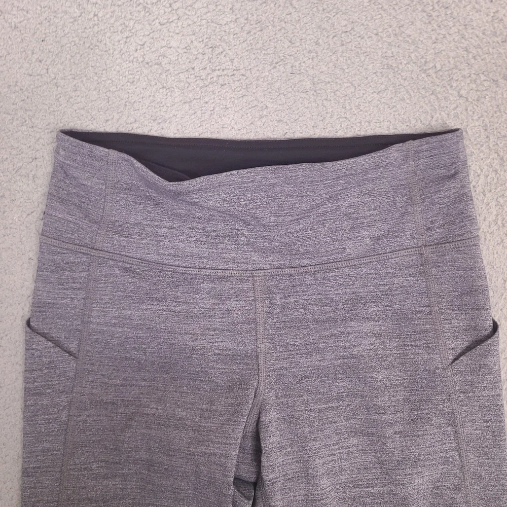 Lululemon Pace‎ Rival Crop Leggings Size 4 Heathered Gray Black Activewear